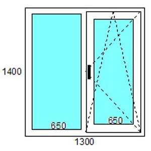 Пластиковое окно 1300х1400 (Г+ПО) - Установка пластиковых окон